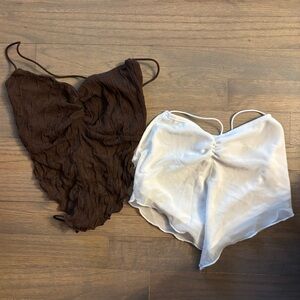White and Brown Sheer Tops set